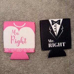 Bride and groom coozies